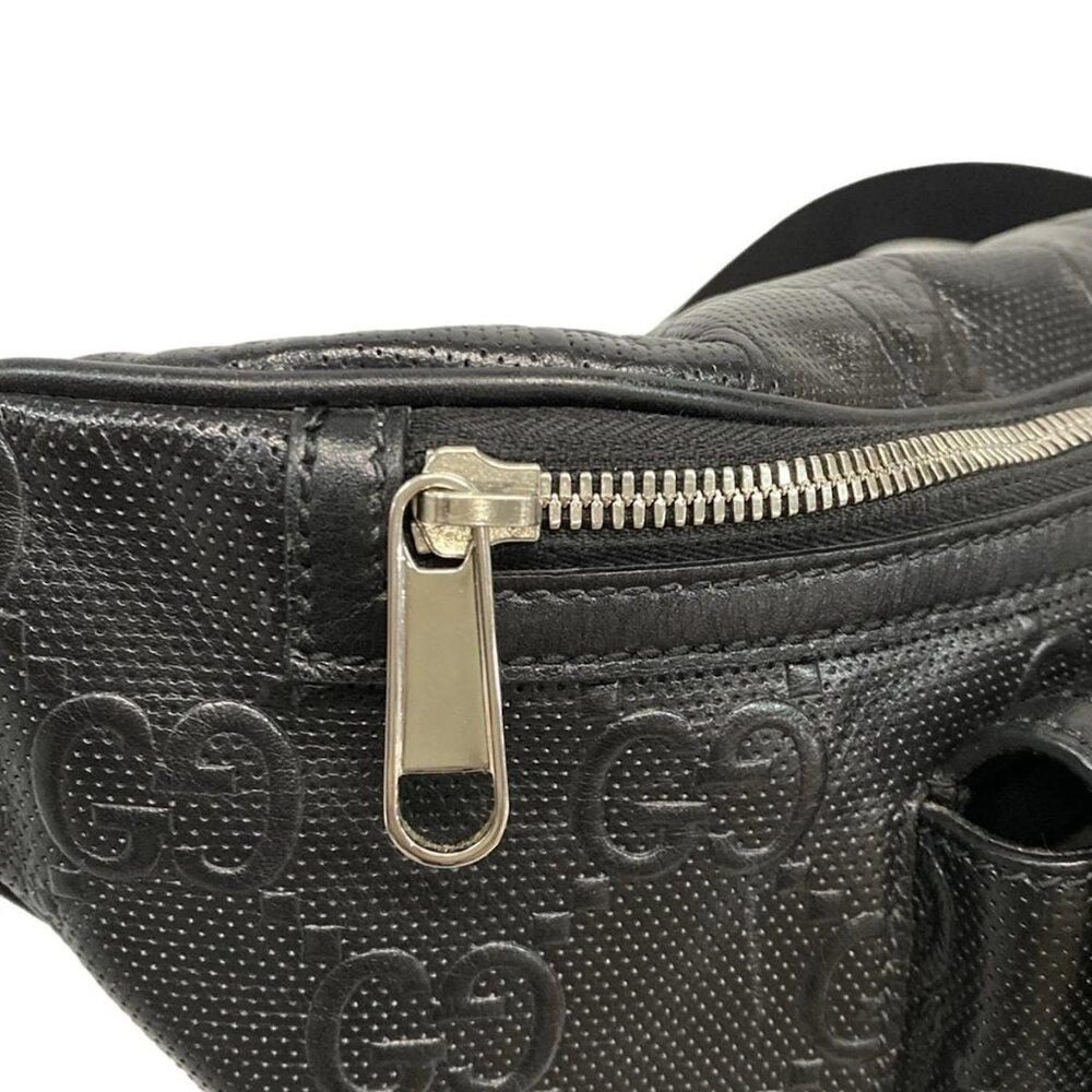 GUCCI Jumbo GG Large Belt Bag 645093 Black Leather Bum Bag - Picture 13 of 15